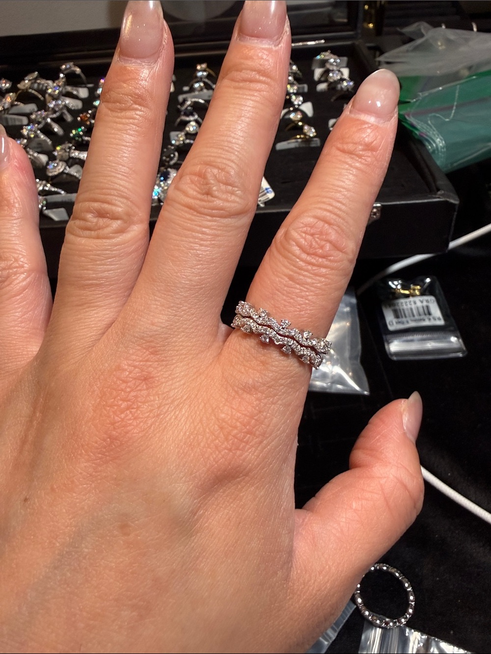 Sterling Silver Moissanite Stackable Ring Set - Silver